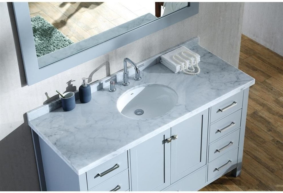 Ariel Cambridge 55" Vanity, Gray, Oval Sink With Mirror