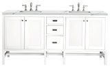 Addison 72" Double Vanity Cabinet, Glossy White, Ethereal Noctis, Three-Hole