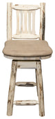Montana Bar Stool With Back and Swivel, Buckskin Upholstery, Ready to Finish