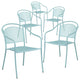 Set of 5 Indoor Outdoor Chair, Rain Flower Seat & Curved Backrest, Sky Blue