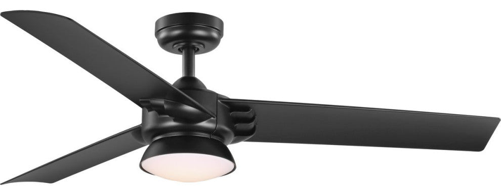 Edwidge 3-Blade 52" DC Motor LED Contemporary Ceiling Fan, Black