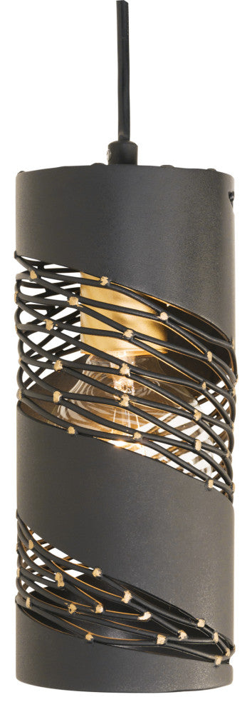 Varaluz-240M01MBFG-One Light Mini Pendant Matte Black/French Gold