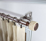 Adalynn 1" Diameter Double Curtain Rod, Bronze, 66-120"