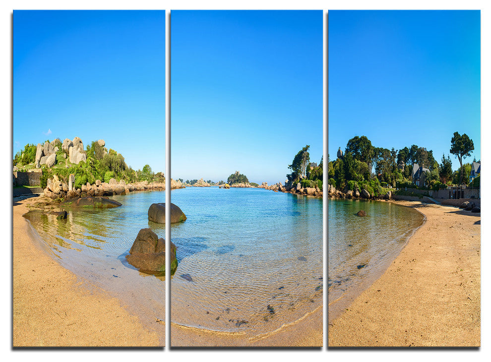 "Ploumanach Rocks and Beach Morning" Metal Wall Art, 3 Panels, 36"x28"