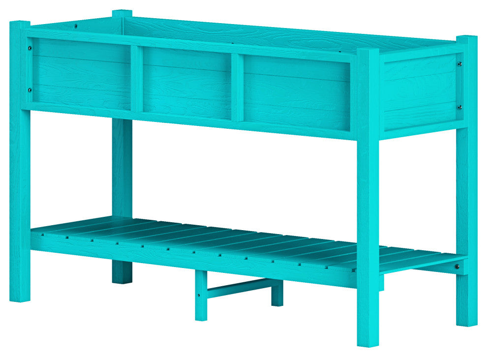 Rectangular Garden Planter Box Raised Garden Bed for Outdoor Balcony, Cyan