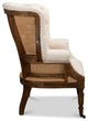 Georgian Barrel Back Linen and Burlap Wingchair
