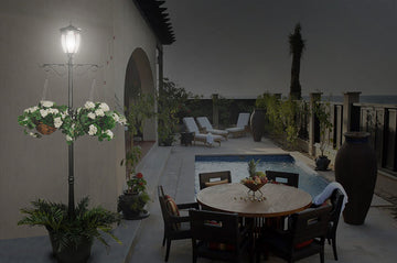 7' Solar Lamp With 18" Planter