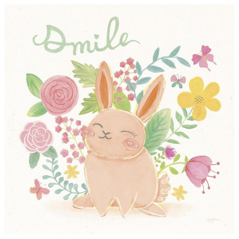 "Garden Friends White II Smile" Digital Paper Print by Mary Urban, 38"x38"