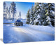SUV Car Though Snowy Winter, Landscape Canvas Art Print, 40"x30"