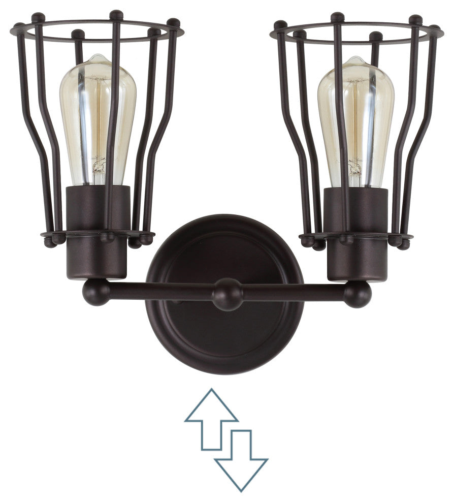 Evelyn Metal Vanity Light, Oil Rubbed Bronze, 2-Light
