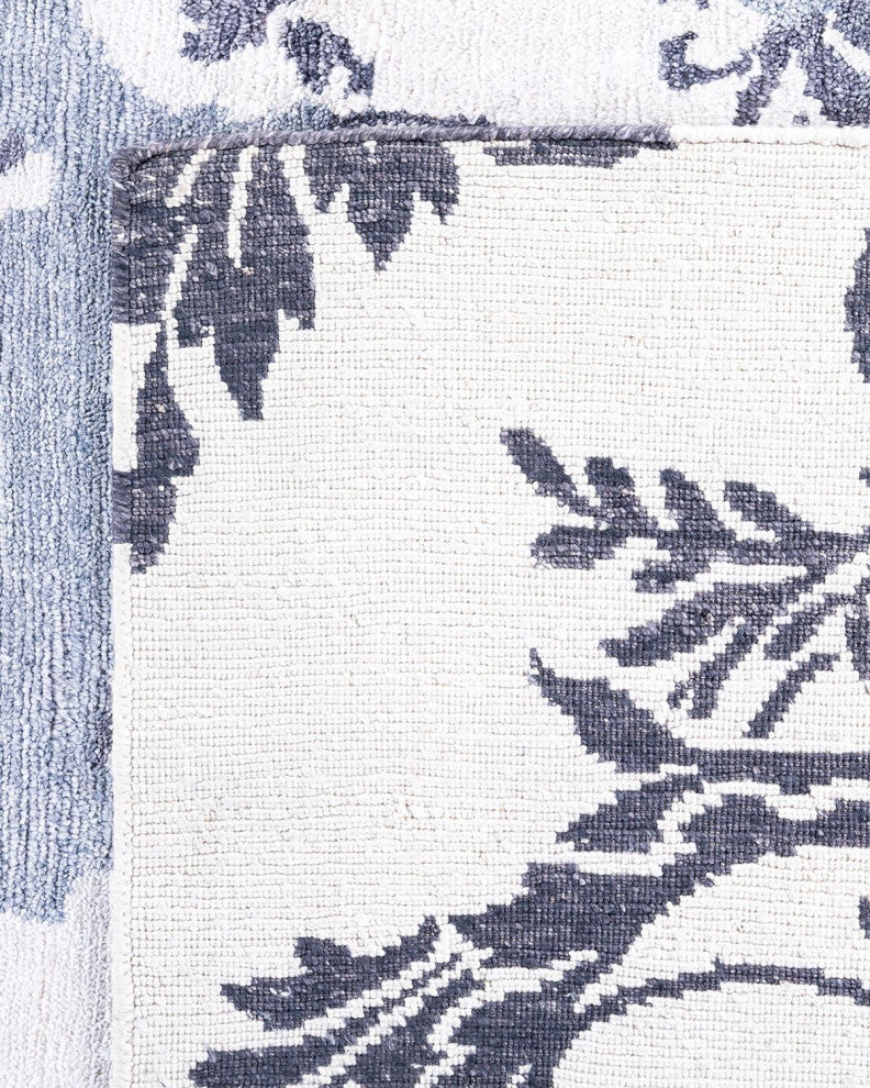 Modern, One-of-a-Kind Hand-Knotted Area Rug - Blue, 9' 3" x 12' 4"