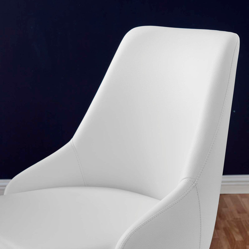 Computer Work Desk Swivel Chair, Faux Vegan Leather, Black White, Home Office