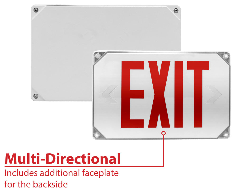 EXL5 Series LED Outdoor Emergency Exit Sign, Red Lettering