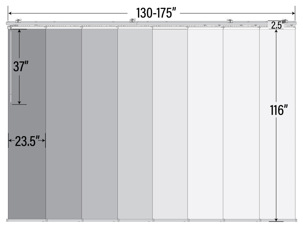 Lizbeth 8-Panel Track Extendable Vertical Blinds 130-175"W