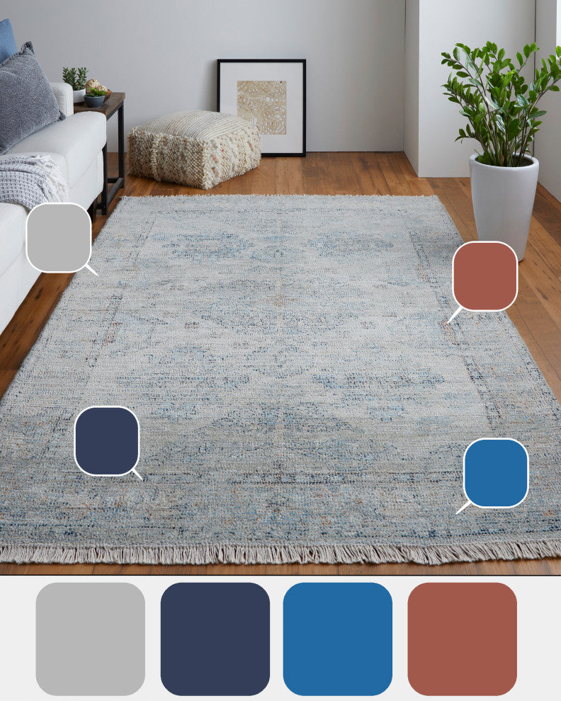 Weave & Wander Ramey Vintage Space Dyed Wool Rug, Tan/Gray, 7'6"x9'6"