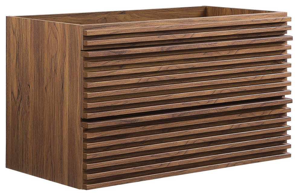 Render 36" Wall-Mount Bathroom Vanity Cabinet, Walnut