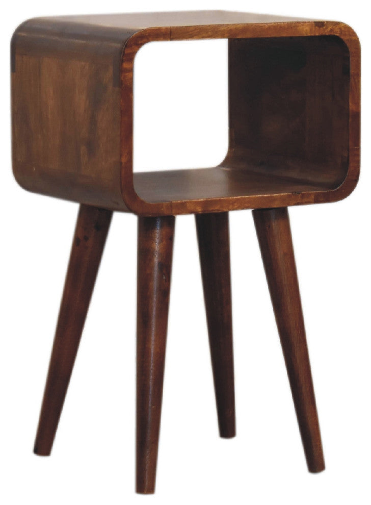 Mini Chestnut Curved Open Nightstand
