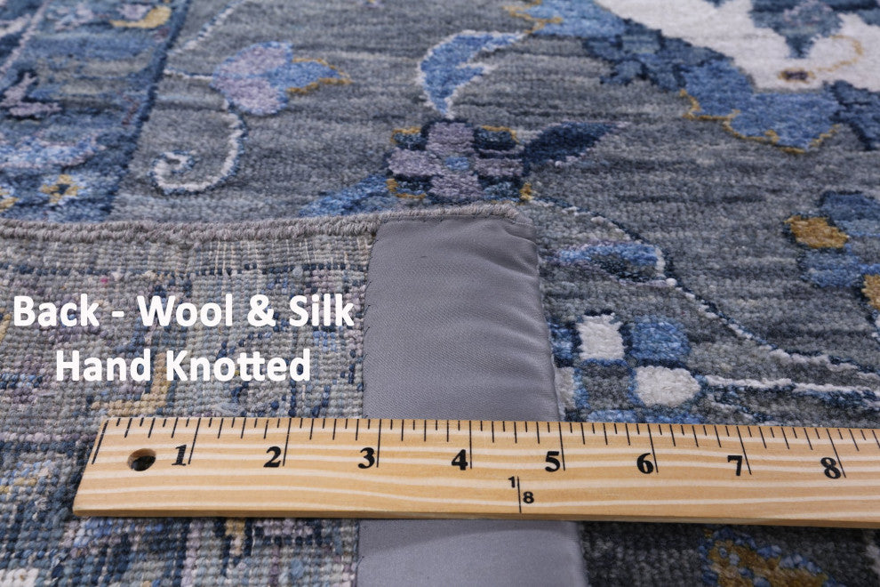 8' 11" X 11' 11" Hand Knotted Persian Wool and Silk Rug Q6956