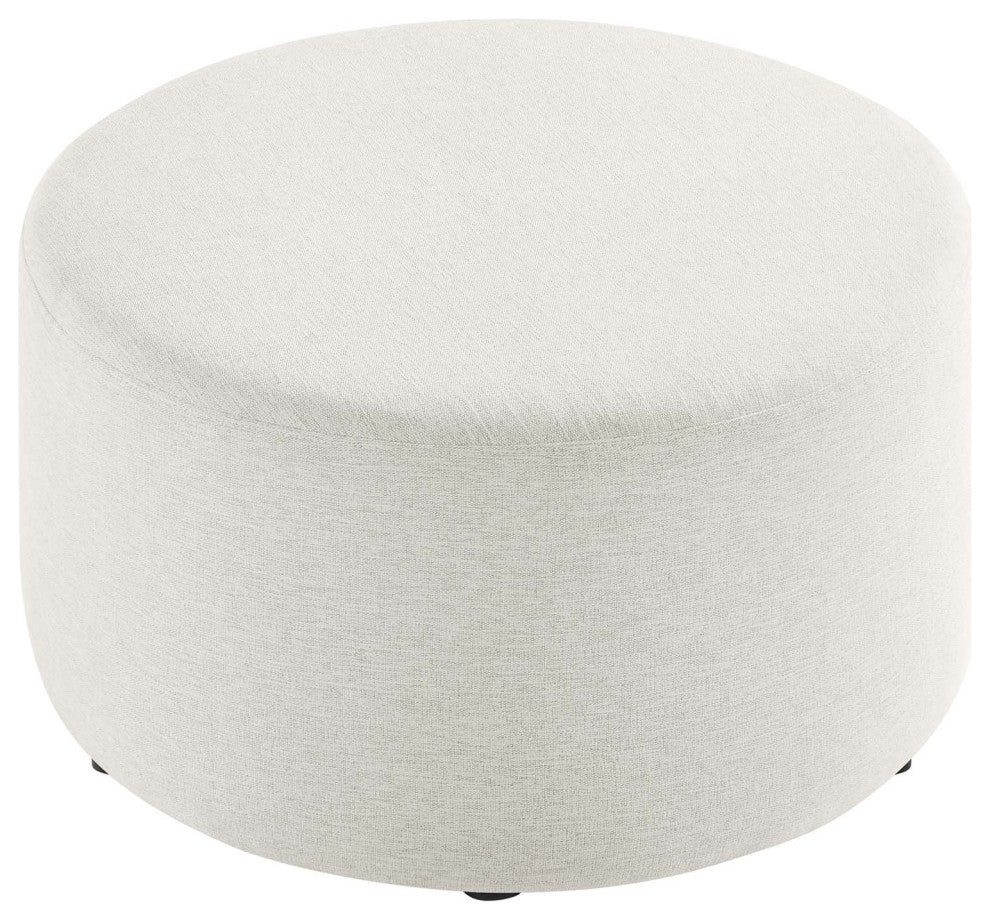 Callum Large 29" Round Woven Heathered Fabric Upholstered Ottoman
