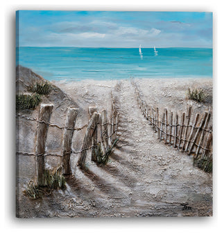"Summer by the Beach" Hand Painted Canvas Art, 40"x40"