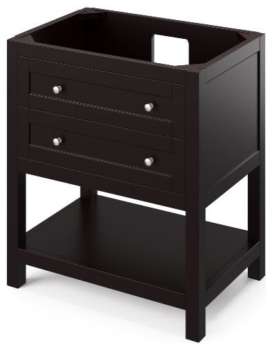 Astoria Transitional 30" Espresso Vanity, Black Granite Vanity Top
