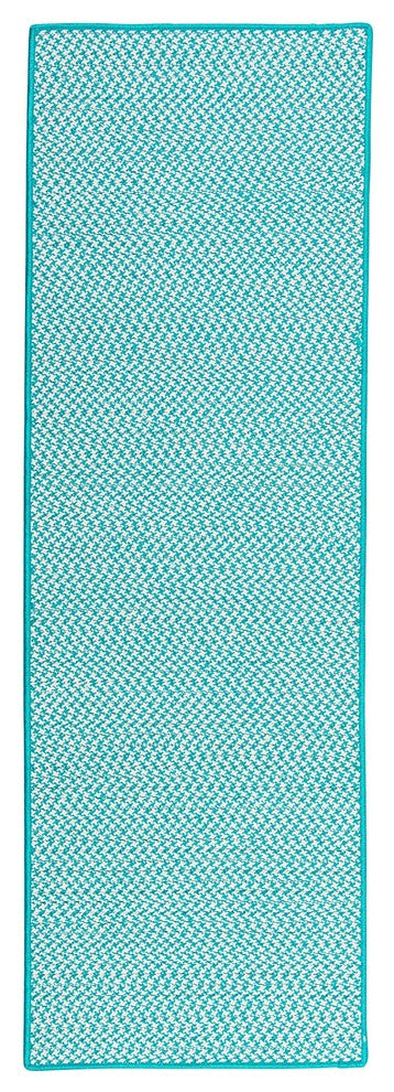 Outdoor Houndstooth Tweed OT57 Turquoise Indoor/Outdoor Area, Rectangular 2'x10'