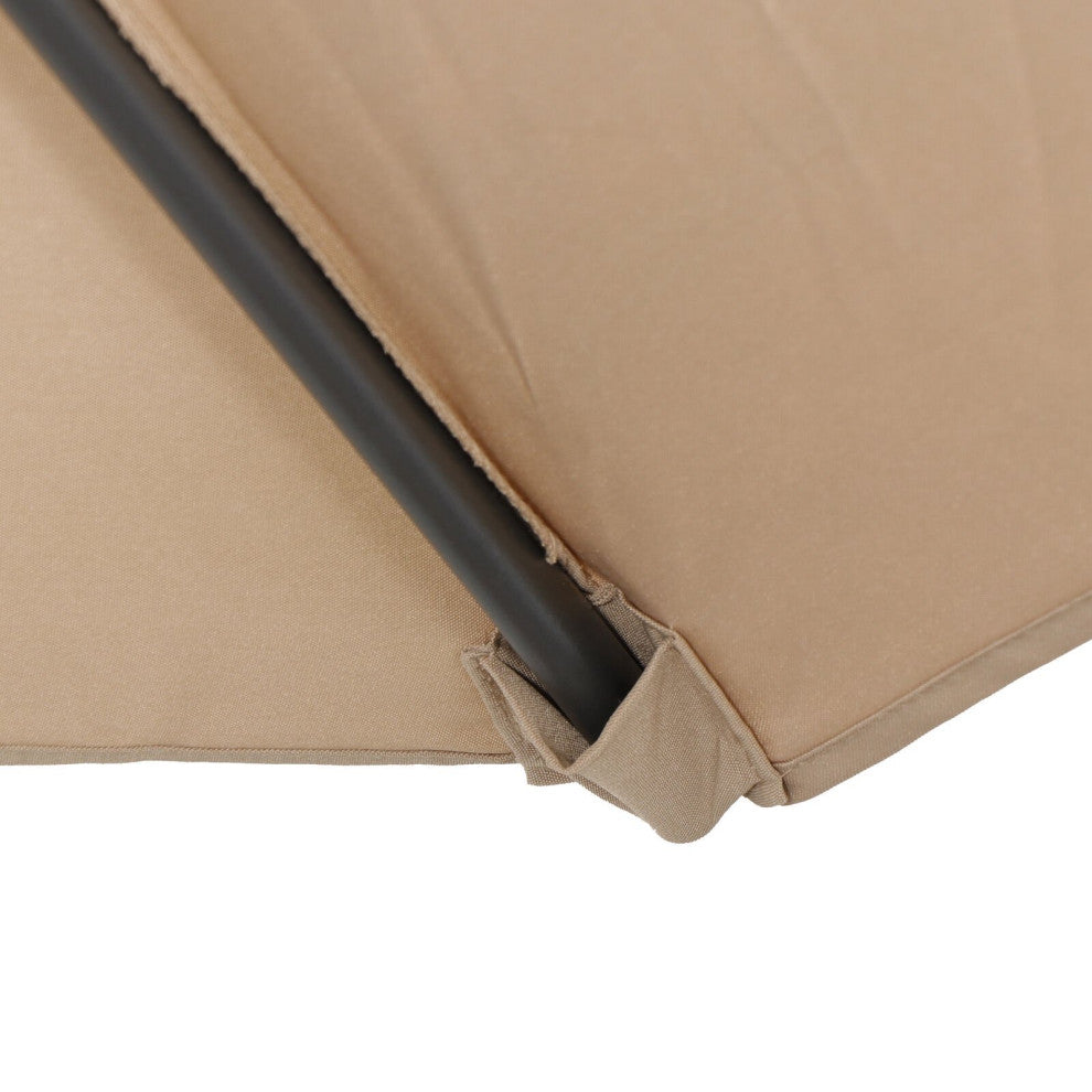 8' Outdoor Patio Steel Market Umbrella With Push Button Tilt and Crank, Khaki