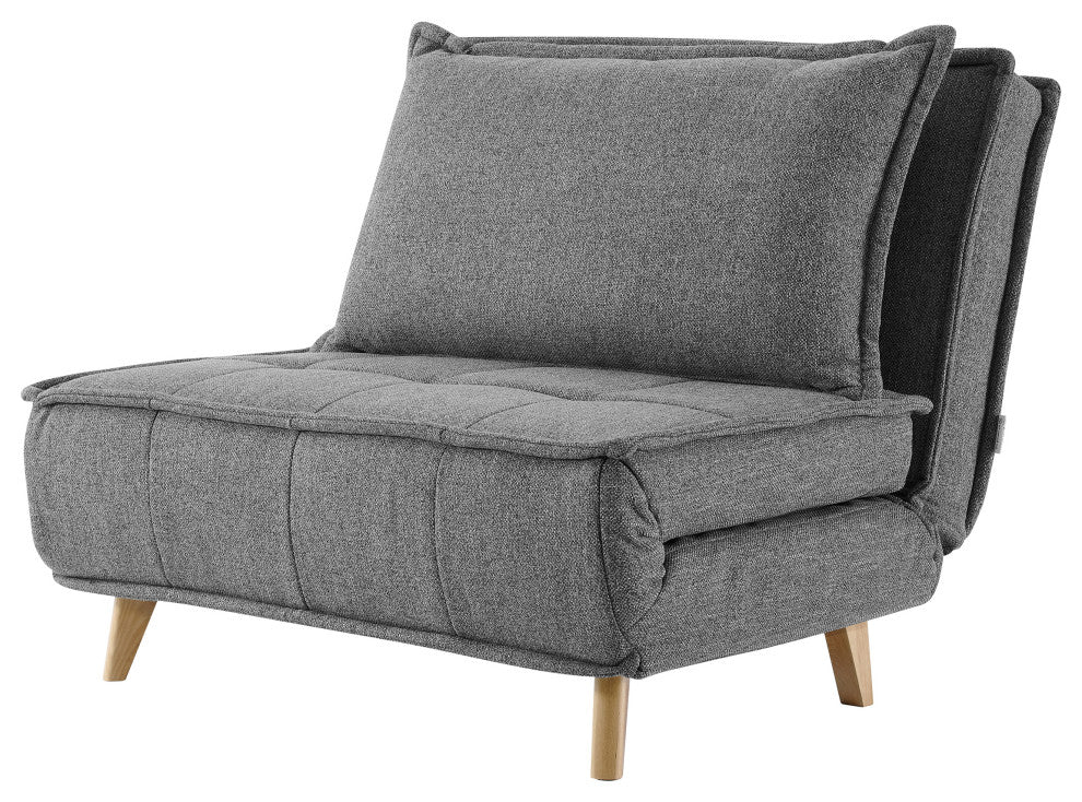 Modern Fabric Upholstered Convertible Sofa Bed Folding Sleeper Chair, Gray