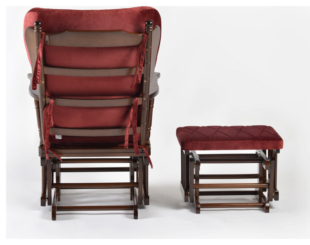 Comfort Deluxe Glider Chair and Ottoman Set, Brick