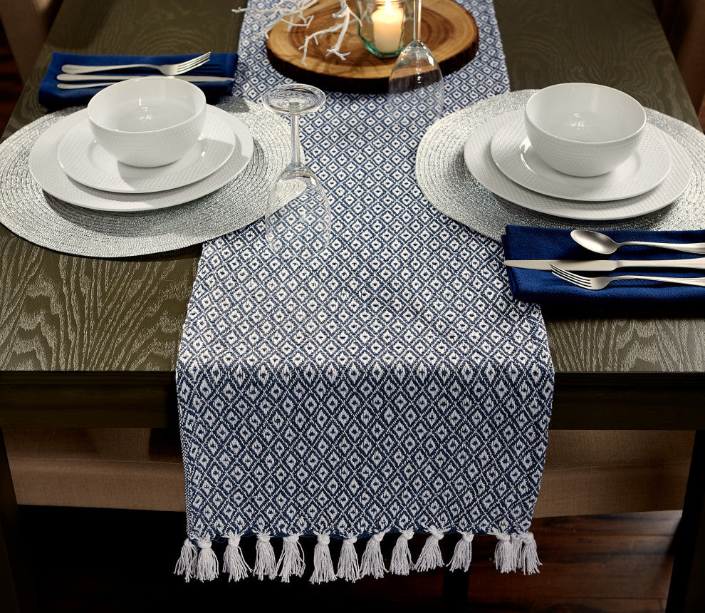 French Blue Mini Diamond Table Runner 15x108