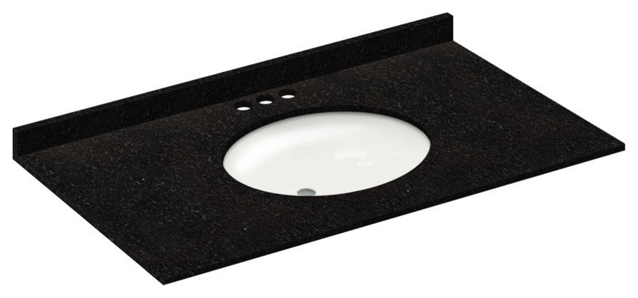 43x22 Absolute Black Granite Vanity Countertops, 4 Faucet Spread