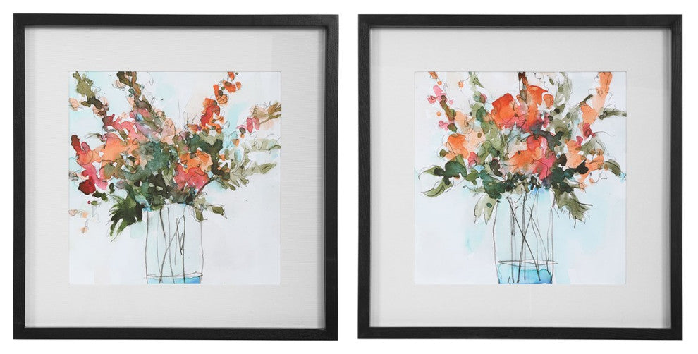Uttermost Fresh Flowers Watercolor Prints Set of 2 41619