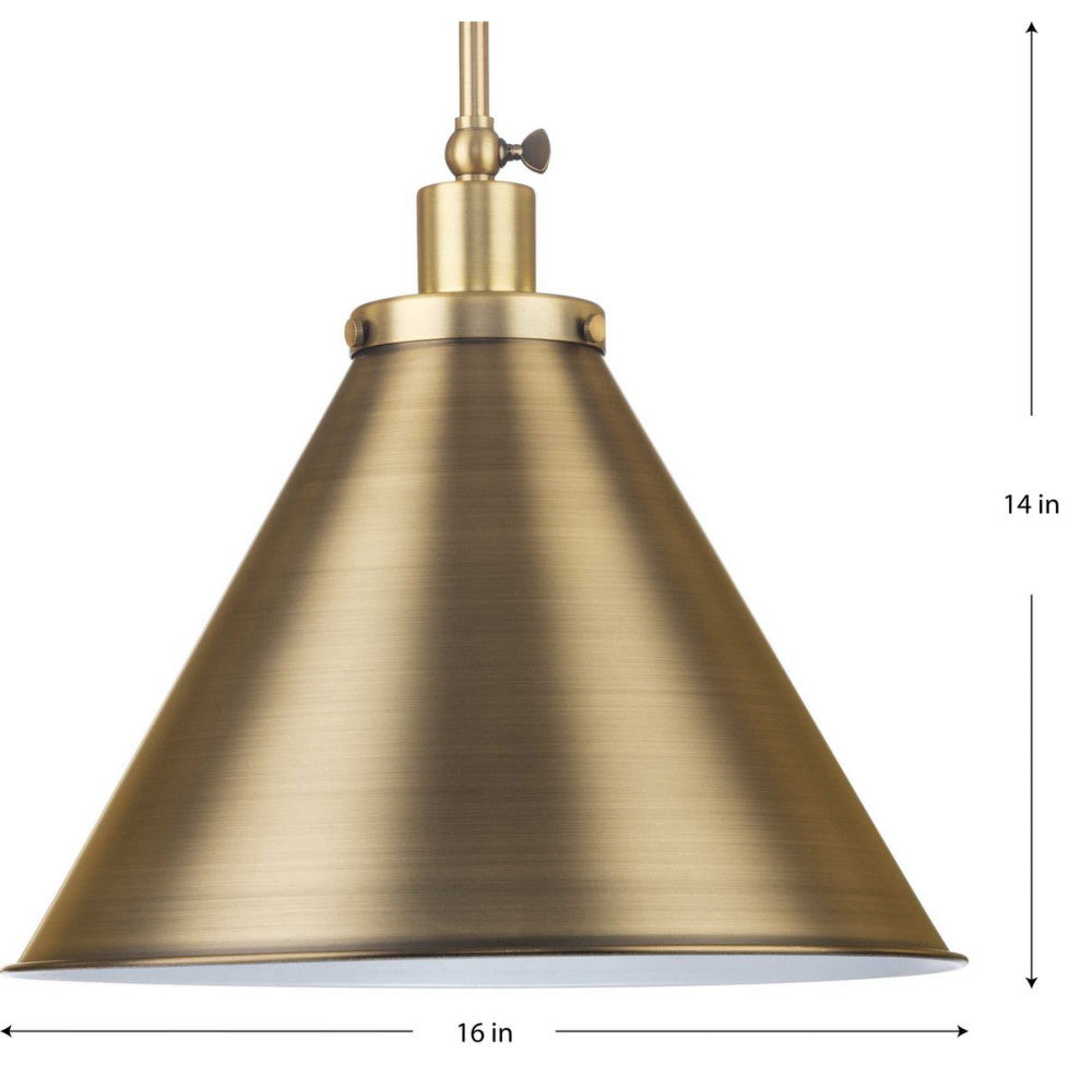 Hinton Collection One-Light Vintage Brass Modern Farmhouse Pendant