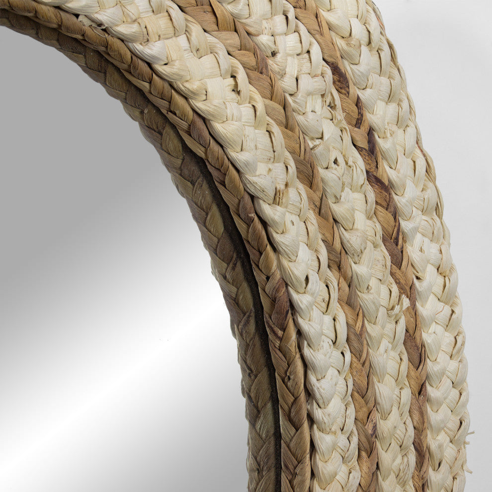 American Art Decor Woven Rattan Accent Mirror 21", Brown