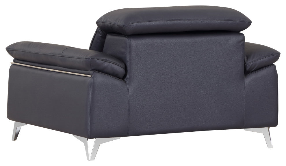 Lazio Contemporary Genuine Italian Leather Chair Navy