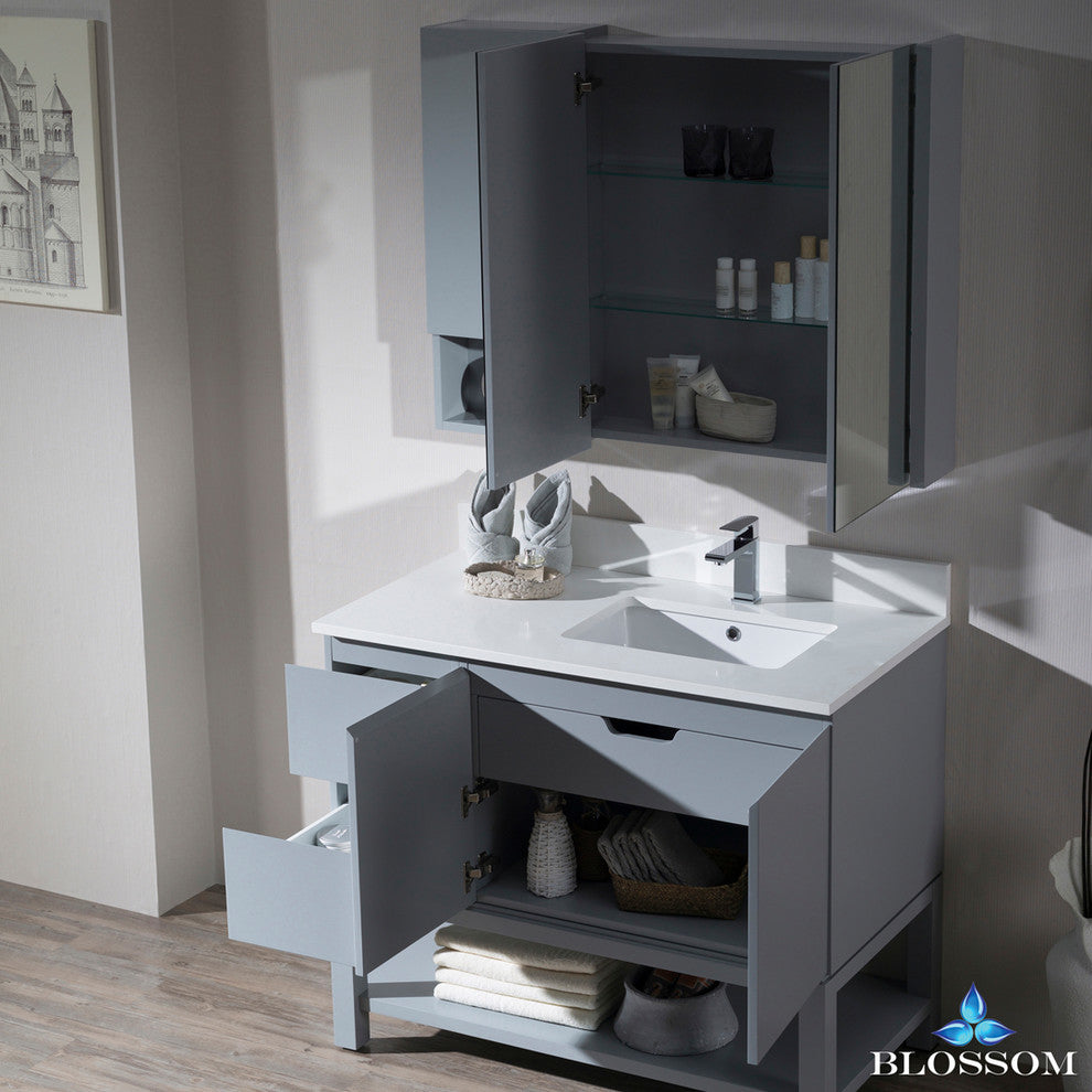 Monaco 42" Right Vanity Set With Medicine Cabinet and Wall Cabinet