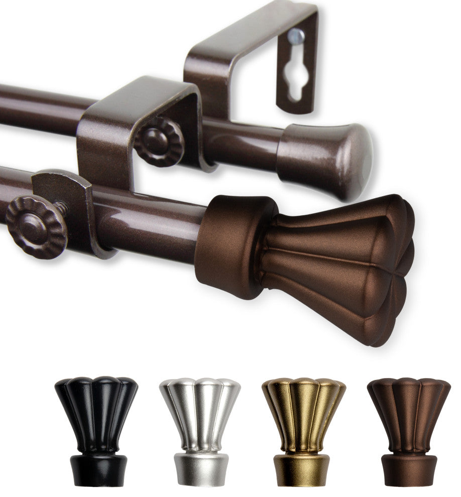 Pasha 5/8" Double Curtain Rod Cocoa