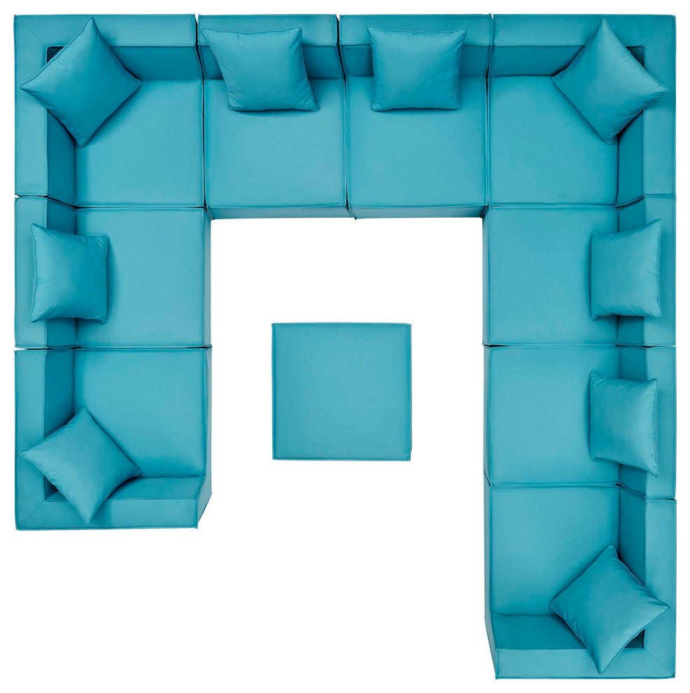 Lounge Sectional Sofa Set, Fabric, Blue, Modern, Outdoor Patio Balcony Garden