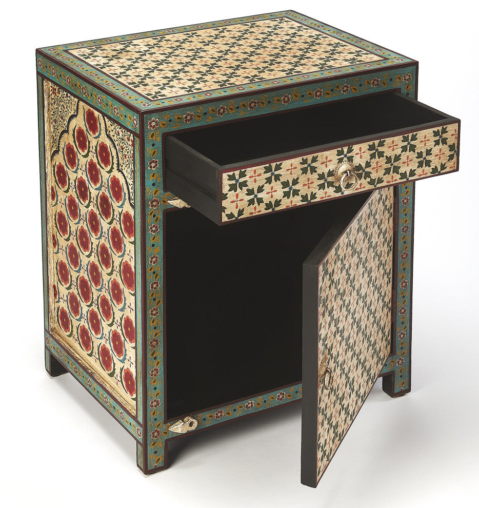 Close-up view of interior with drawer/door opened against white background.