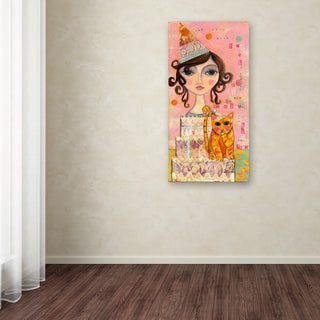 Wyanne 'Big Eyed Girl You Can't Have Your Cake and Eat It Too' Canvas, 47"x24"