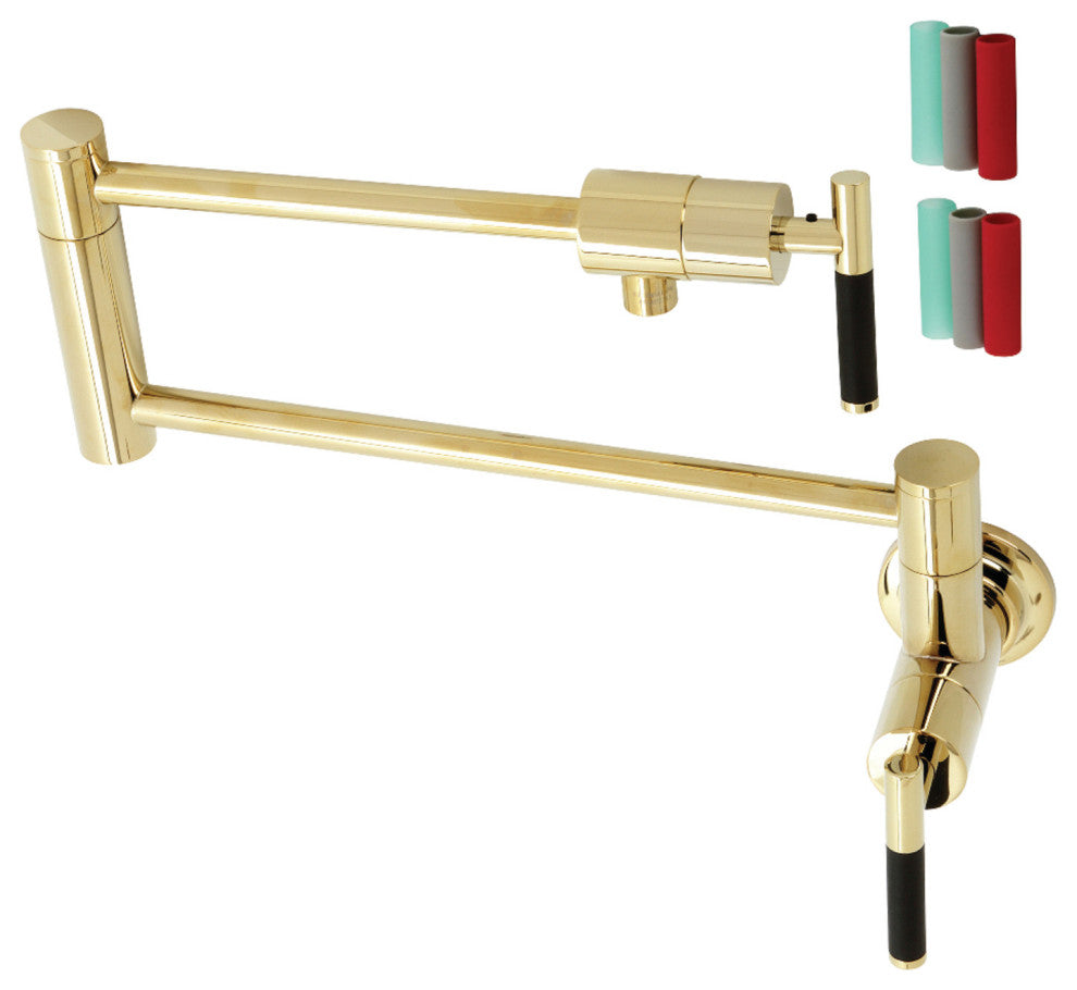 Kingston Brass KS4102CKL Kaiser Wall Mount Pot Filler Faucet, Polished Brass