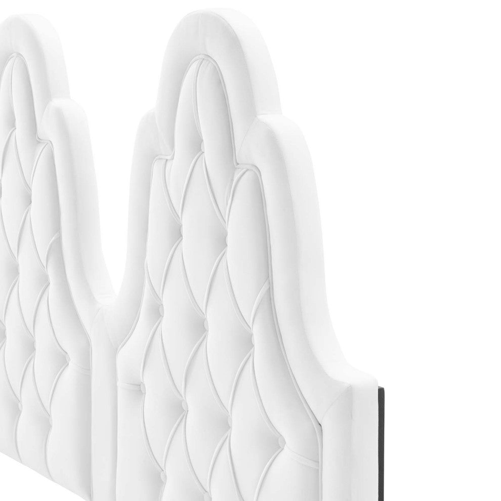 Tufted Headboard, Full Queen Size, Velvet, White, Modern Contemporary, Bedroom