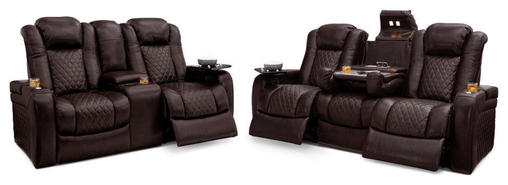 Seatcraft Headline Home Theater Seating, Brown, Sofa and Loveseat