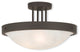 Ceiling Mount With White Alabaster Glass, Bronze