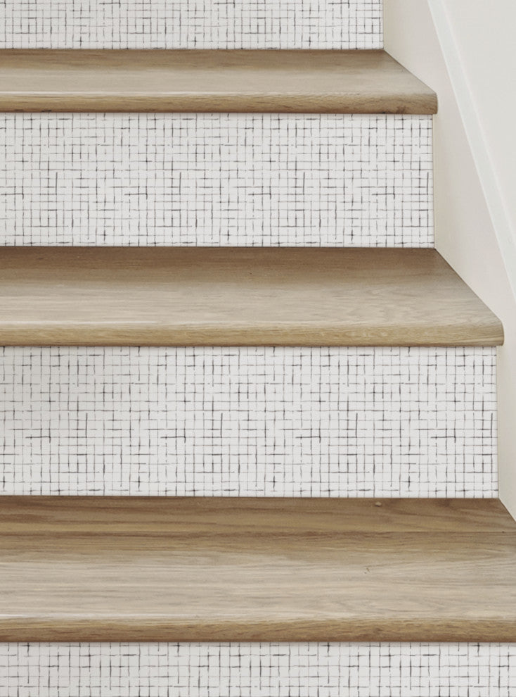 Crosshatch Peel and Stick Stair Riser Strips, Gray, 48"x7", Set of 6