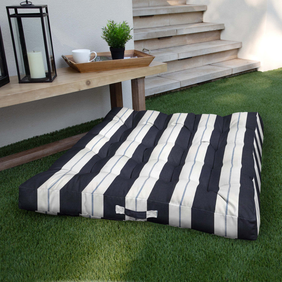 Sunbrella Outdoor Tufted Floor Pillow, Single, Relate Harbor