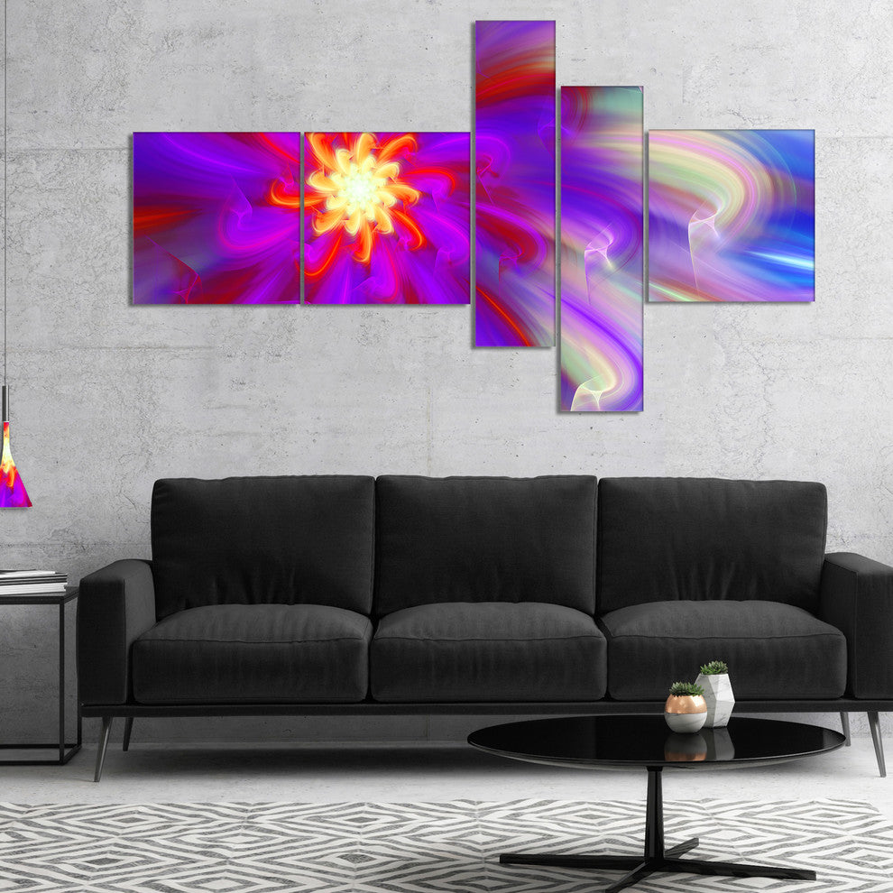 Beautiful Purple Flower Petals, Floral Canvas Art Print, 60"x32", 5 panels