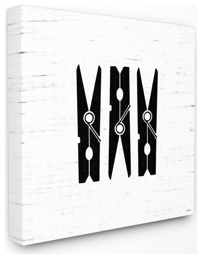 Clothespin Laundry Bathroom Black And White Design, 17"x17"