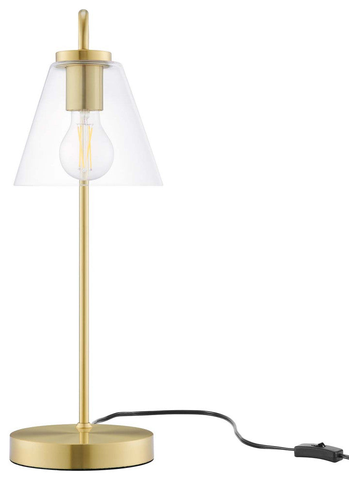 Table Desk Lamp, Gold, Glass, Modern, Mid Century Cafe Bistro Hospitality