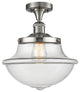 Large Oxford 1-Light Semi-Flush Mount, Brushed Satin Nickel, Clear